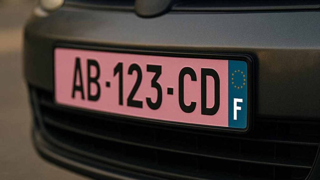 plaques d’immatriculation roses
